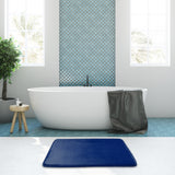 BIGFOOT Memory Foam Bath Mat 30 x 20 for Tub and Shower, Water Absorbent Non-Slip Bathroom Rug with Soft Velvet Top Layer, Thick Cushioning Foam with PVC Dot Bottom Layer Keeps Floors Dry, Navy